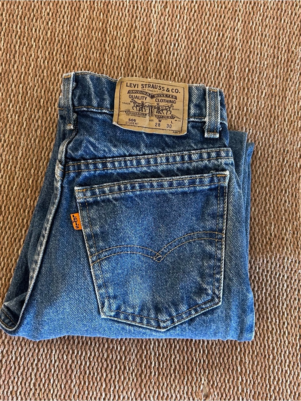 Vintage Men's Orange Tag Levi's 506 Men's Classic Blue Jeans 28 x 30